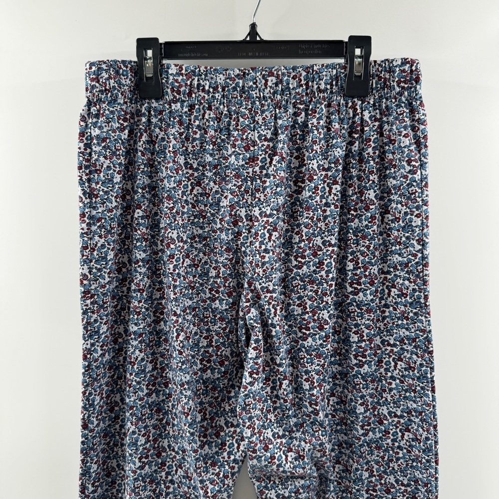 Lands’ End Floral Pajama Pants Blue Maroon Drawstring Lounge Size Small - Picture 7 of 7